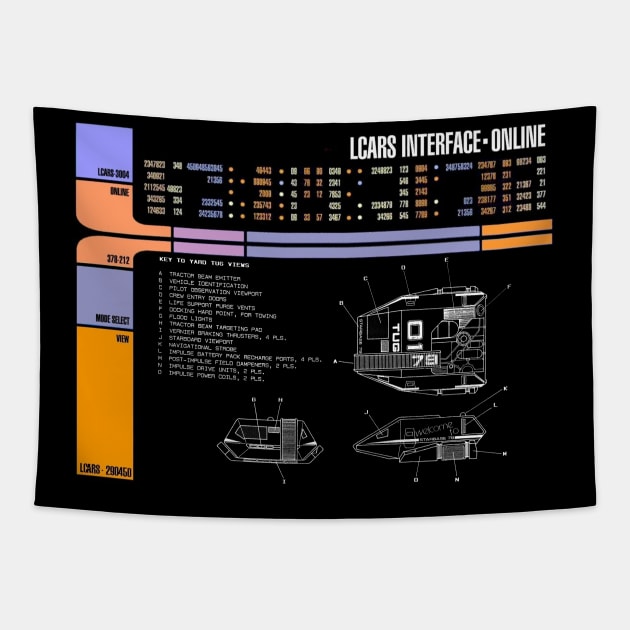 Library Computer Readout Showing Space Dock Yard Tug Tapestry by Starbase79