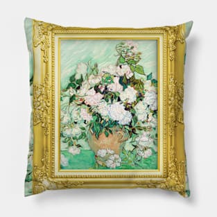 PANTONE VAN GOGH - Still Life: Vase with Pink Roses Pillow