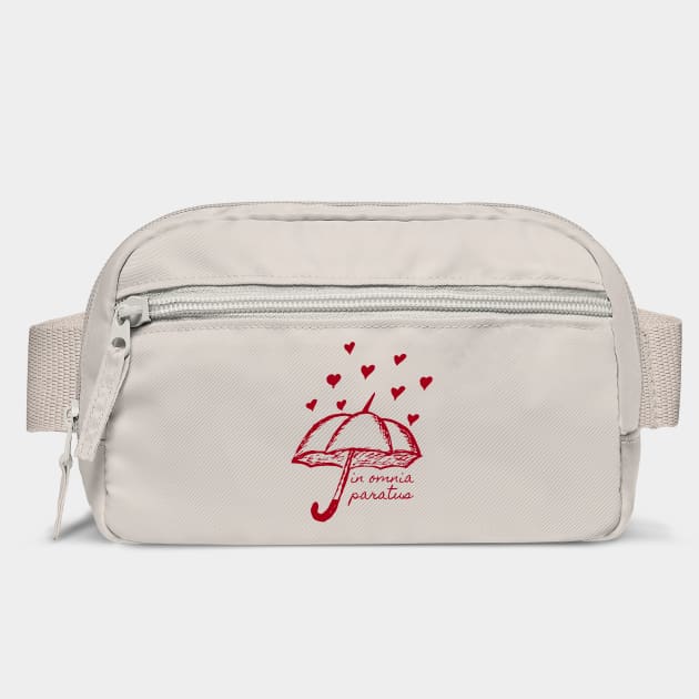 In Omnia Paratus Umbrella with hearts by Stars Hollow Mercantile