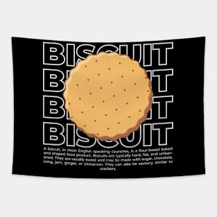 Biscuit with white text Tapestry