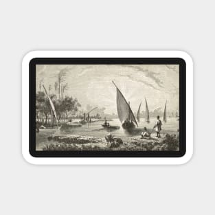 Engraving River Nile Scene Egypt 1881 Magnet