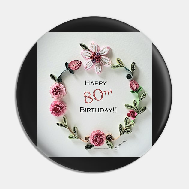 Printed Paper Quilling Art. 80th flower wreath. Any Occasion. Anniversary. Birthday. Wedding. Mother&amp;#39;s day gift. Love card Pin by solsolyi