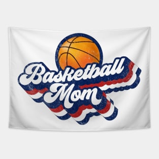 Retro Basketball Mom Red White and Blue Mothers Day Tapestry