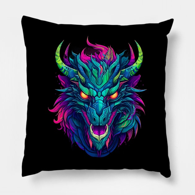 Powerful and Mythical:  Fierce Dragon Pillow by naars90