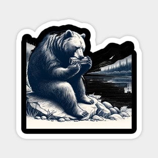 Bear Playing Harmonica Magnet