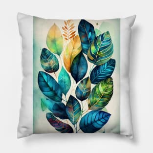 Watercolor leaves pattern Pillow