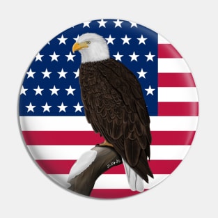 Bald Eagle Bird Illustration Stars&Stripes Pin