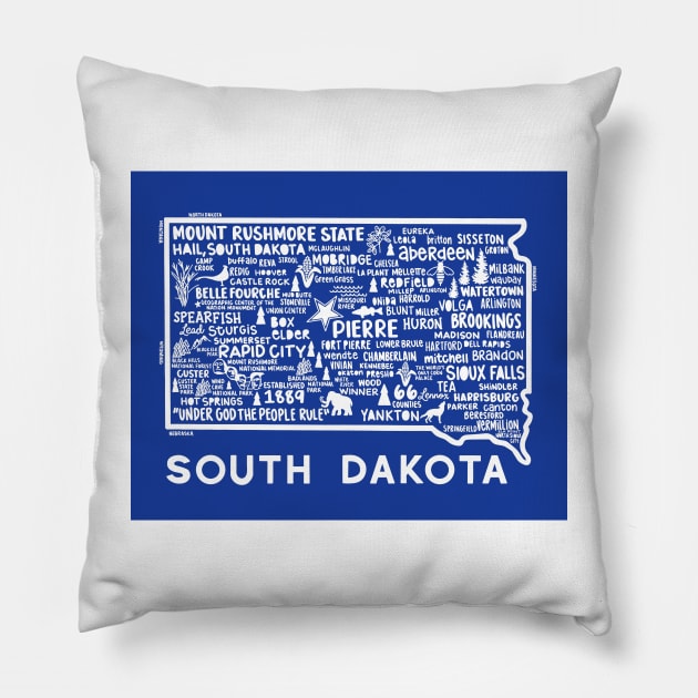 South Dakota Map Pillow by fiberandgloss