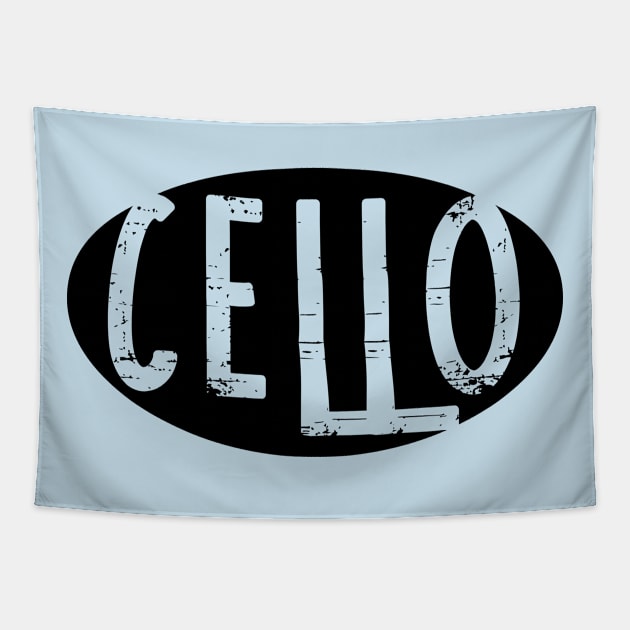 Cello Oval Rough Text Tapestry by Barthol Graphics