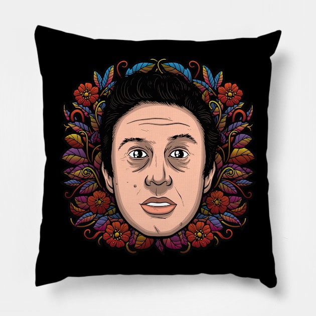 Lenny Bruce (Flowered) Pillow by Baddest Shirt Co.