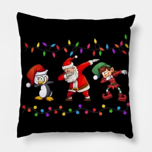 Dabbing Santa Elf penguin Christmas Pillow