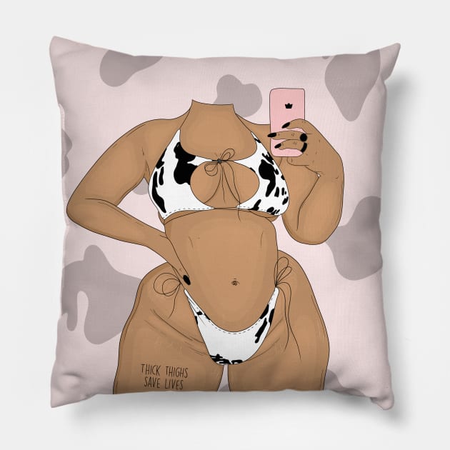 Thick Thighs Save Lives Pillow by nmdrawsx