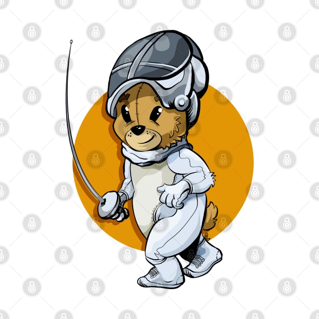 Fencing Bear by Black Tee Inc