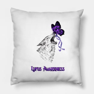 Hope, the purple butterfly, tames the wolf, Lupus Pillow