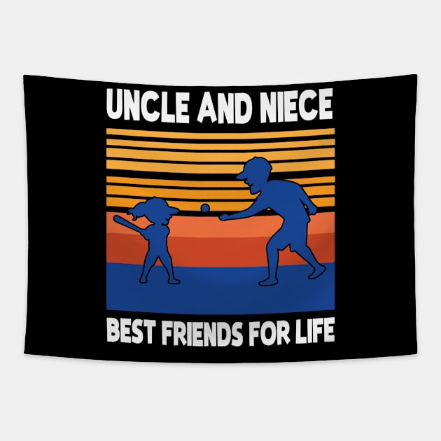 Uncle Niece Playing Baseball Together Best Friends For Life Happy Father Mother Day Tapestry by joandraelliot