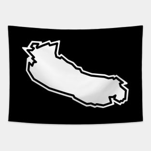 Gabriola Island Outline in Bright White with Black Outline - Gabriola Island Tapestry