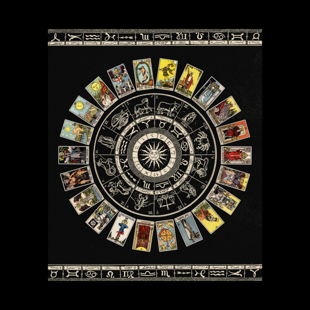 Disover Astrology Wheel & Tarot Tapestry - Astrology - Tapestry