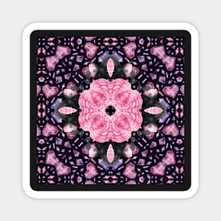 Crystal Hearts and Flowers Valentines Kaleidoscope pattern (Seamless) 28 Magnet