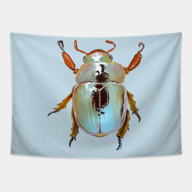 Rainbow Scarab Beetle Tapestry by starryseasart