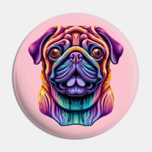 Wrinkly Simple Pug Painting Design Pin