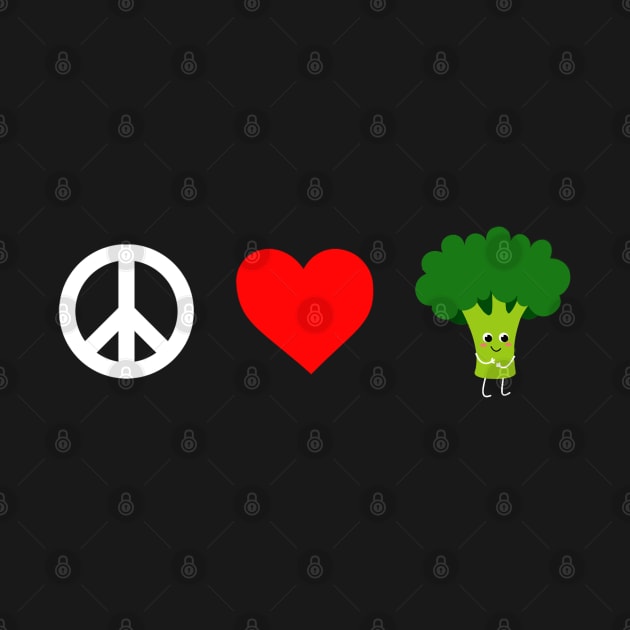 Peace love vegan cute broccoli animal lover shirt by SOpunk