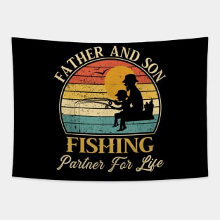 Father And Son Fishing Partner For Life Father's Day Gift Papa Dad Fisherman Vintage Tapestry