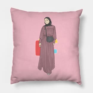 Woman In Purple Dress Pillow