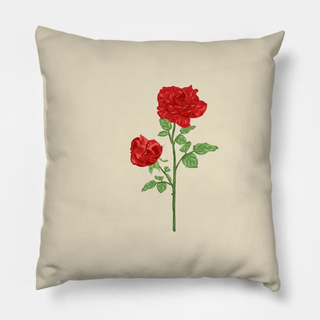 Rosa Oklaholma Botanical Pillow by Salfiart