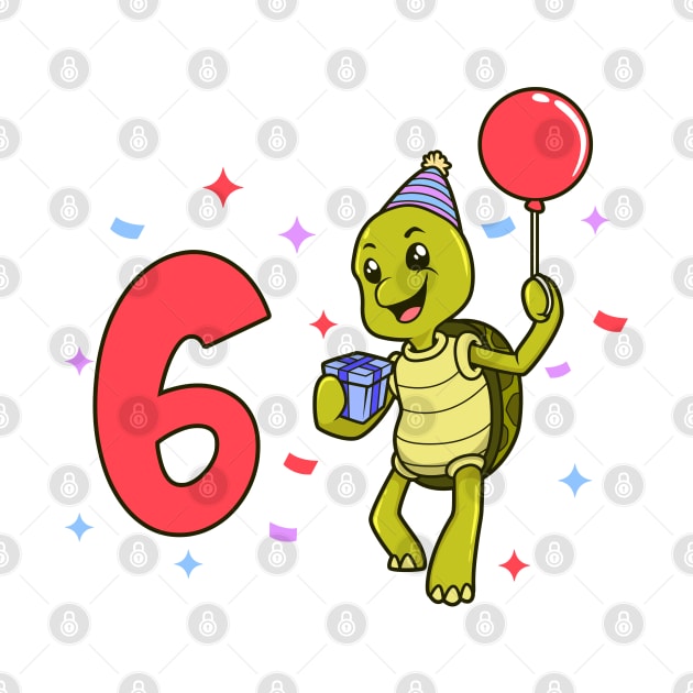 I am 6 with turtle - kids birthday 6 years old by Modern Medieval Design