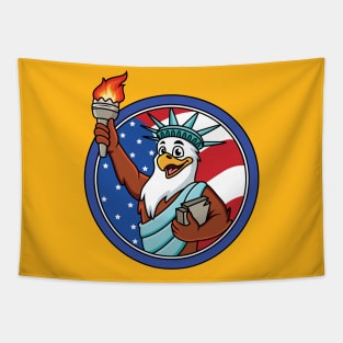 eagle cartoon liberty USA flag Tapestry