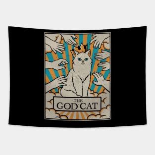 The God White Cat Tarot Card by Tobe Fonseca Tapestry