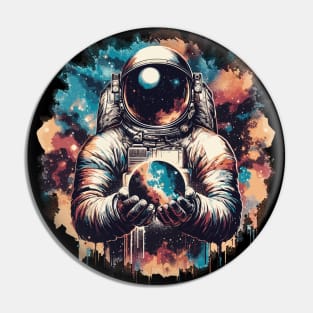 Vintage street art astronaut in space Pin