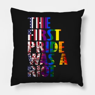 The First Gay Pride was a Riot Abstract US Flag Design Pillow