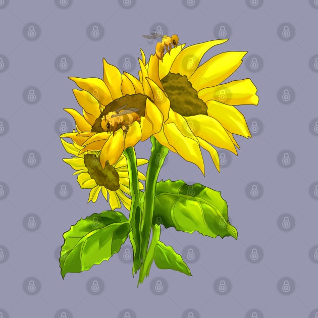 Sunflowers & Bees by Lustrous Art & Design