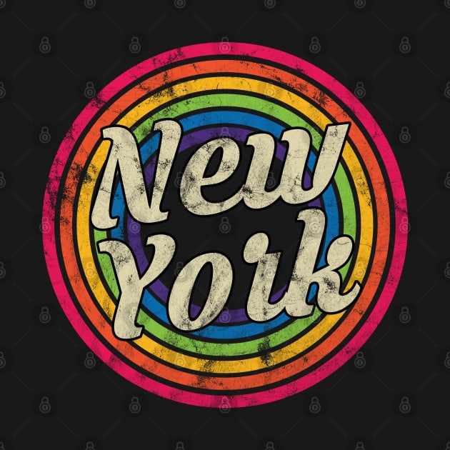 New York - Retro Rainbow Faded-Style by MaydenArt