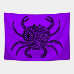 Mandala Crab (purple and black) Tapestry