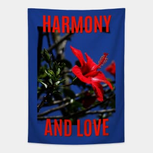 Harmony and love with red hibiscus Tapestry