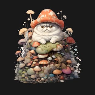 Feline Forest Fungi: Whimsical Adventures of Cats and Mushrooms T-Shirt