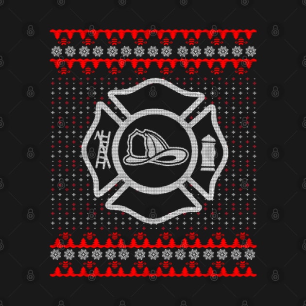 Fireman Ugly Christmas Sweater Gift Firefighter by uglygiftideas