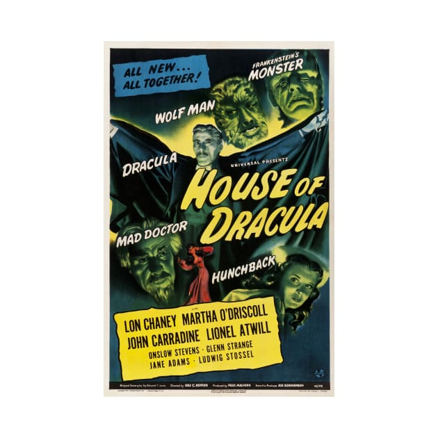 House of the DRACULA Vintage Horror Thriller Film Retro Movie by vintageposters