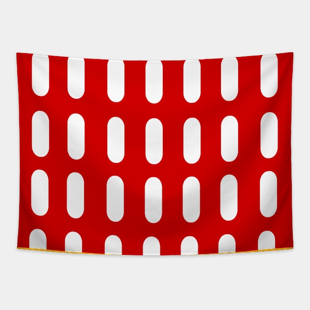 Rounded rectangle red dot pattern Tapestry by Baobabprintstore