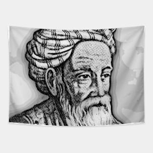 Omar Khayyam Black and White Portrait | Omar Khayyam Artwork 2 Tapestry