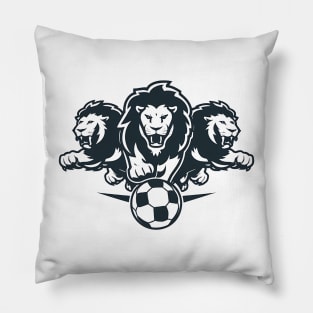 Three Lions chasing Soccer ball Pillow