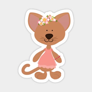 Coral the Kitty with Flowers | Cute Cats | Cherie's Art(c)2021 Magnet