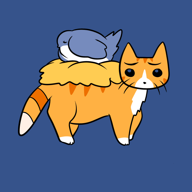 Nesting Bird and Orange Tabby Cat by saradaboru