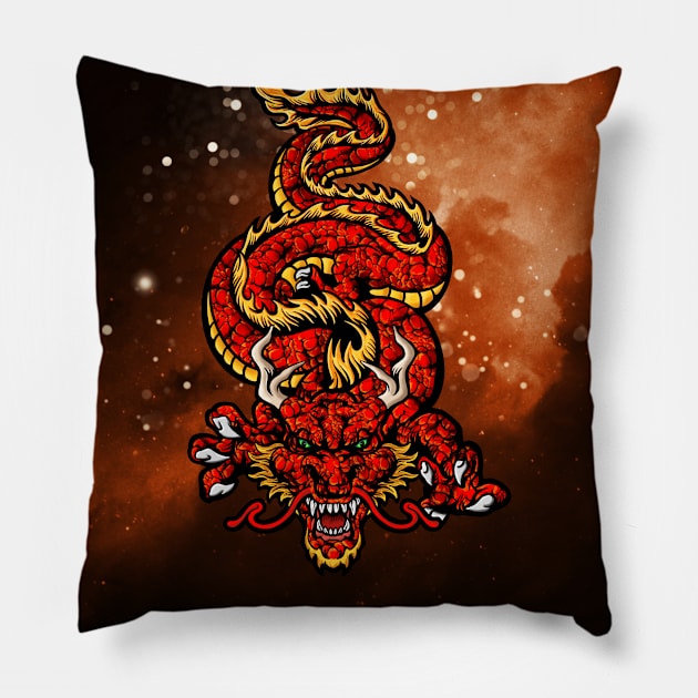 Awesome angry asian dragon Pillow by Nicky2342