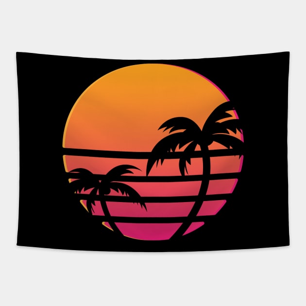 Outrun Tropical Sun Tapestry by NeonSunset