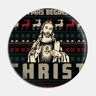 Christmas Begins With Christ Ugly Sweater Pattern Pin