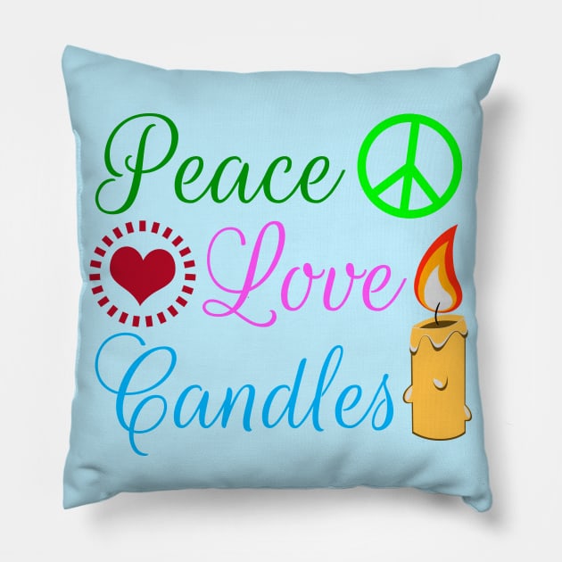 Peace Love Candles Pillow by epiclovedesigns