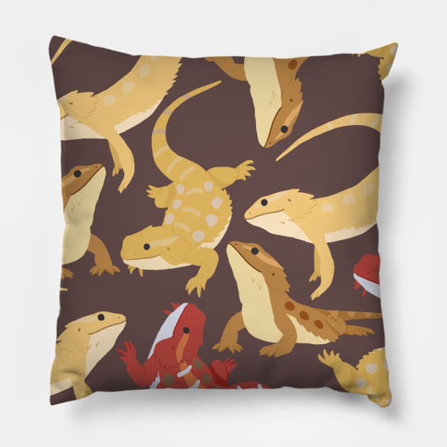 Bearded Dragons Pillow by Psitta